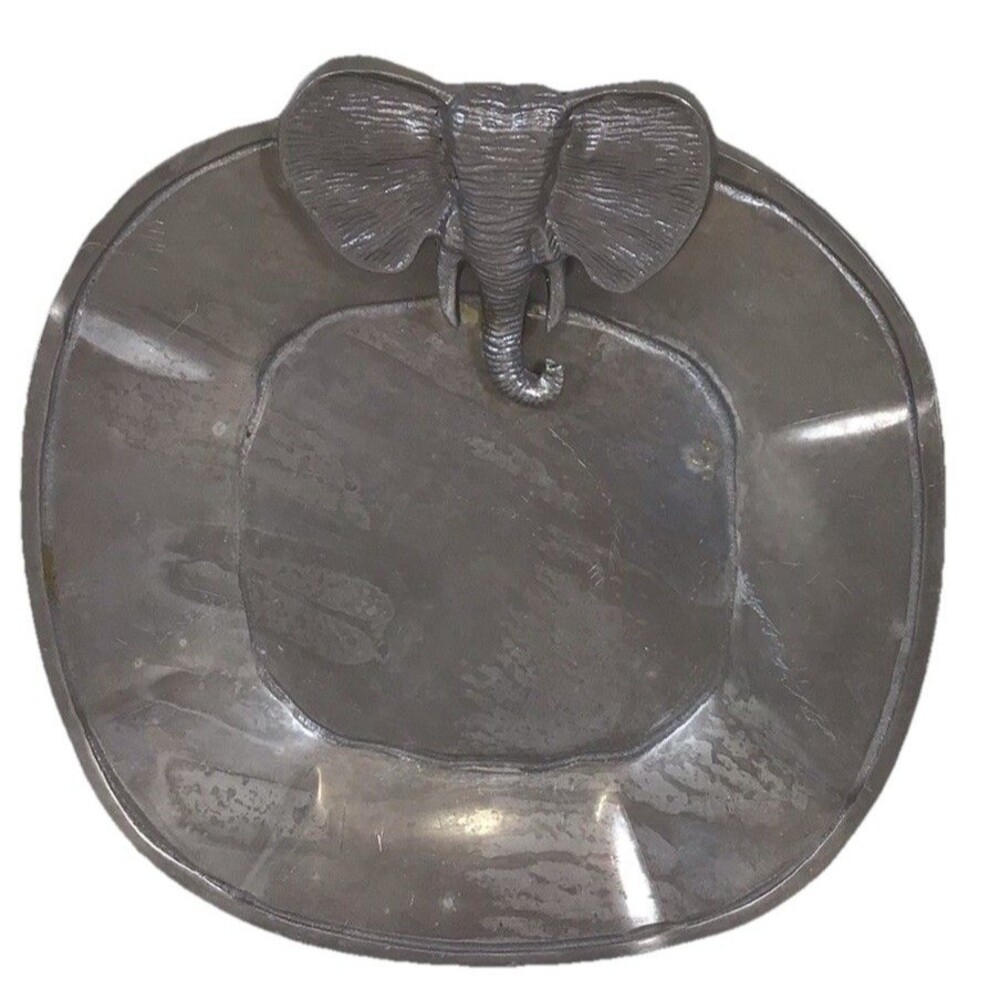 Pewter Elephant Trinket Small Platter  Made In India